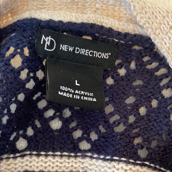 New Directions Cozy Blue and Cream Cardigan - Picture 8 of 13